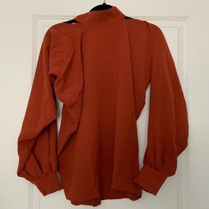 Orange Cold Shoulder Full Open Arm Top